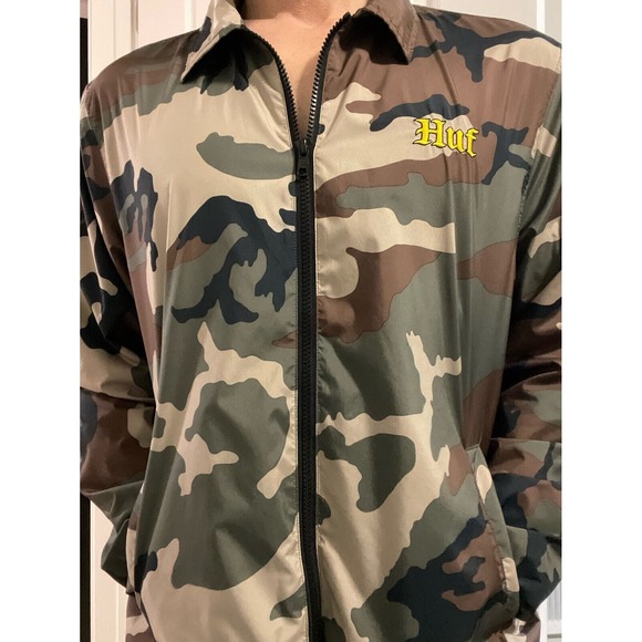 HUF Other - Huf Camo Windbreaker Jacket M Parrot‎ Mens Embroidered Skateboarding Lined